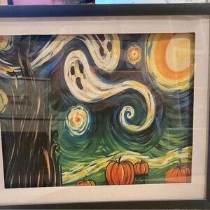 Ghost painting inspired by Van Gogh's Starry Night, framed in 10x12” frame